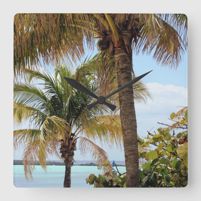 Quadrado Relógio de Ilhas Tropicais (Frente)