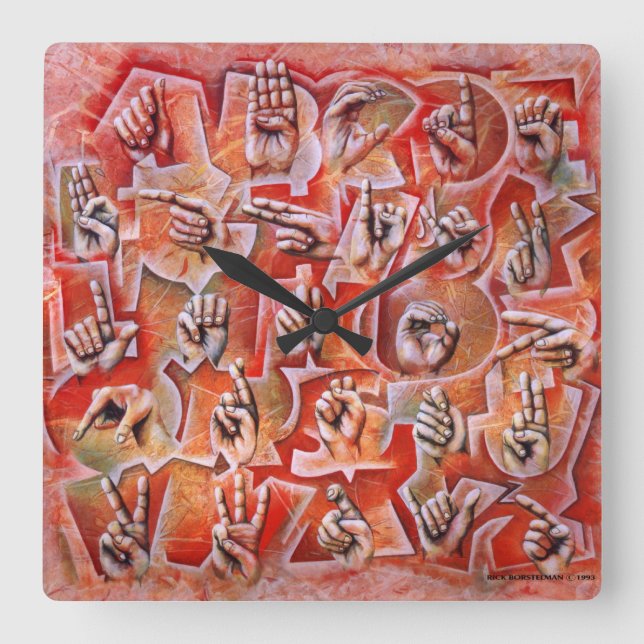 Quadrado Relógio de linguagem de sinais (Frente)