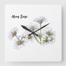 Quadrado Relógio de margarida branca pessoal