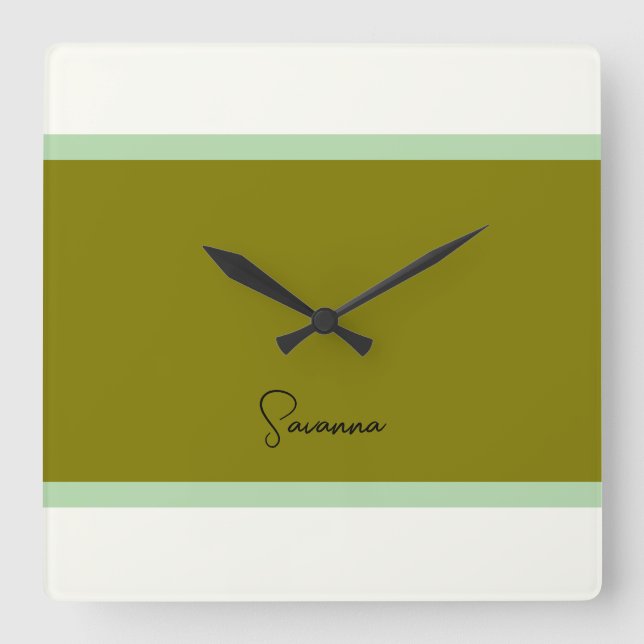 Quadrado Relógio de Monograma Moderno (Frente)