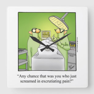 Quadrado Relógio de Muro de Humor Médico