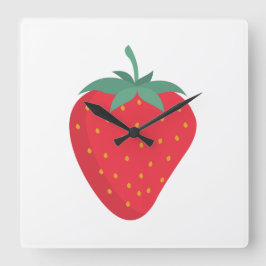 Quadrado Relógio de Muro de Morango