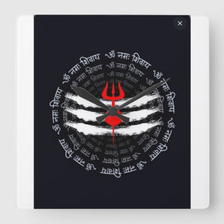 Quadrado Relógio de Muro de Trishul Divino - Decor Hindu Es