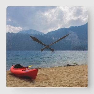 Quadrado Relógio de Muro do Lago Kayak Tahoe