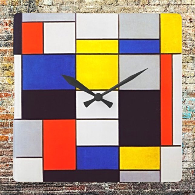 Quadrado Relógio de Muro Moderno com Composição de Piet Mon (Criador carregado)