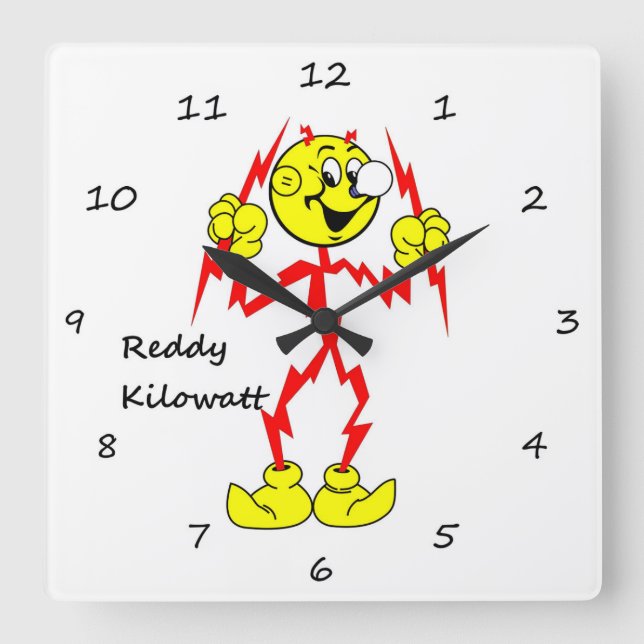 Quadrado Relógio de Muro Reddy Kilowatt (Frente)