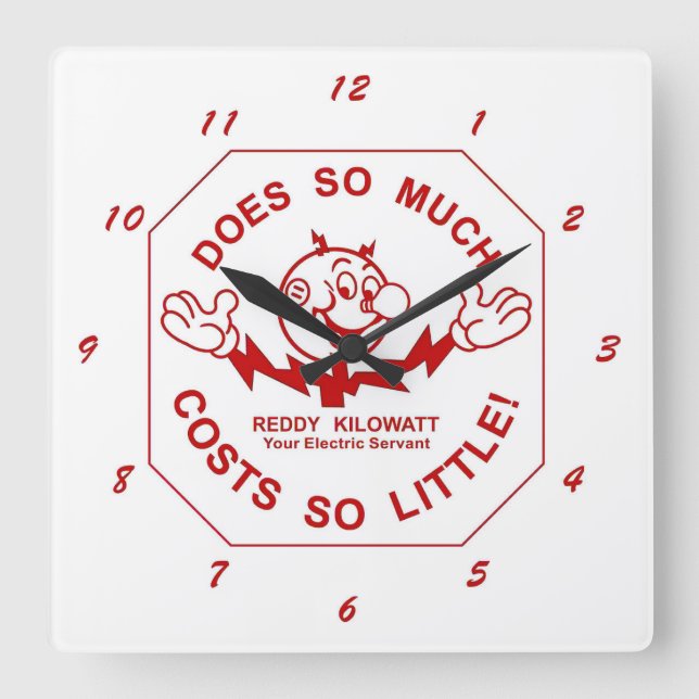 Quadrado Relógio de Muro Reddy Kilowatt (Frente)
