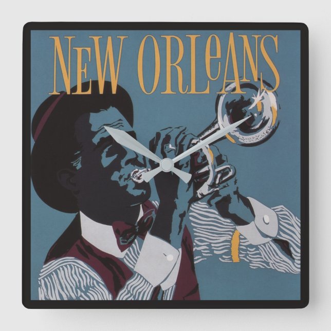 Quadrado Relógio de New Orleans Music (Frente)