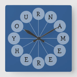 Quadrado Relógio de Nomes Modernos Personalizados