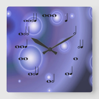 Quadrado Relógio de Notas Musicais com roxo
