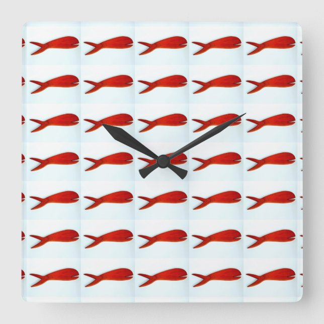 Quadrado relógio de padrão de peixe (Frente)