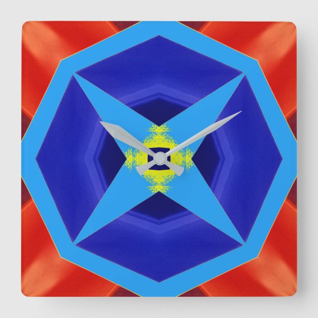 Quadrado Relógio de Parede, um design clássico colorido (Frente)