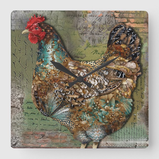 Quadrado Relógio de Paris Hen (Frente)