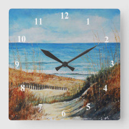 Quadrado Relógio de Pintura do Oceano Sand Dunes