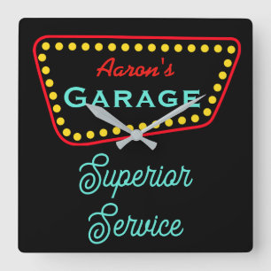 Quadrado Relógio de presente personalizado para garagem ret