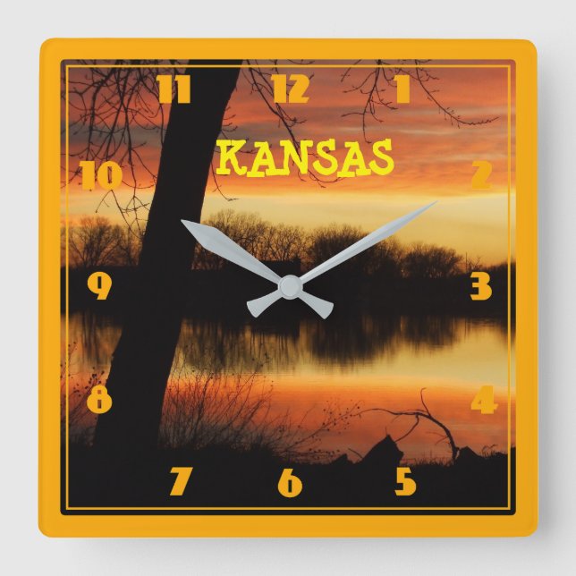 Quadrado RELÓGIO DE REFLEXÃO DO Ouro Kansas (Frente)