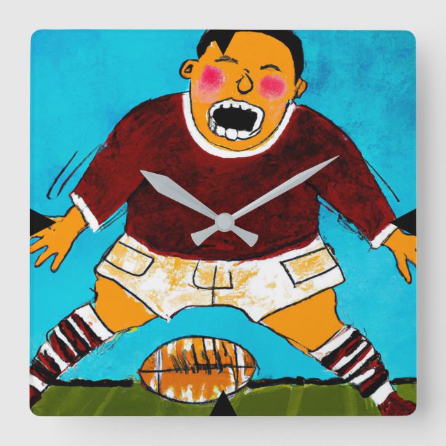 Quadrado Relógio de Rugby das crianças (Frente)