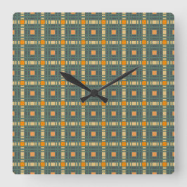Quadrado Relógio de tartan da xadrez Khaki