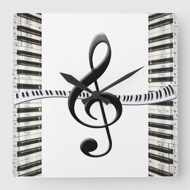 Quadrado Relógio de Teclado de Piano (Frente)
