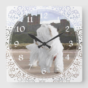 Quadrado Relógio de Terrier Branco de West Highland
