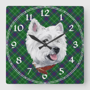 Quadrado Relógio de Terrier Branco de West Highland