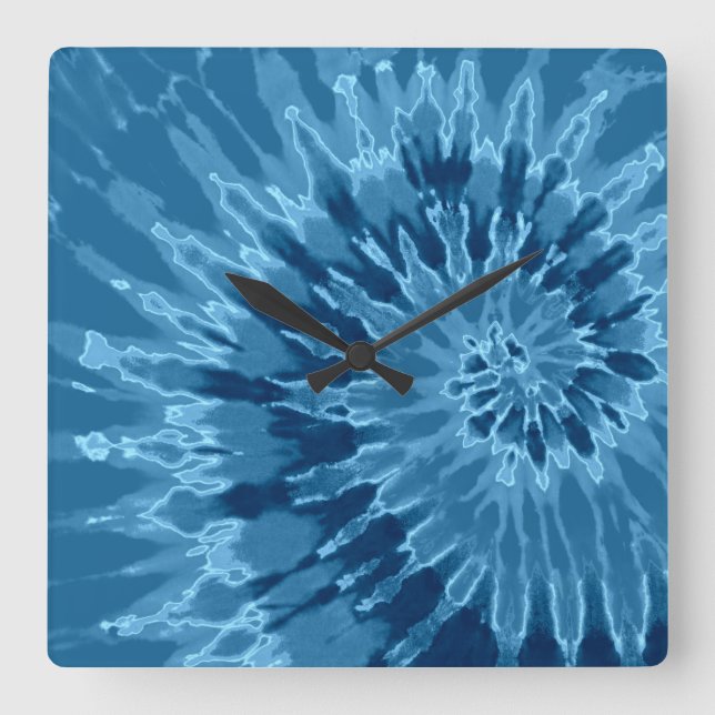 Quadrado Relógio de Ti Espiral Azul Denim (Frente)