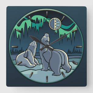 Quadrado Relógio de Urso Polar Legal Muro de Arte Nativa do