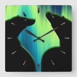 Quadrado Relógio de Urso Polar Legal Muro de Arte Nativa do