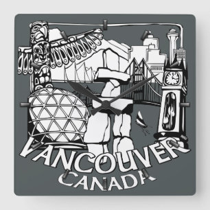 Quadrado Relógio de Vancouver Oferece Relógio de Decoraç