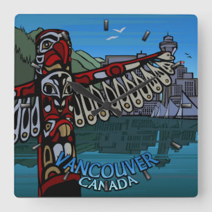 Quadrado Relógio de Vancouver Oferece Relógio de Decoraç