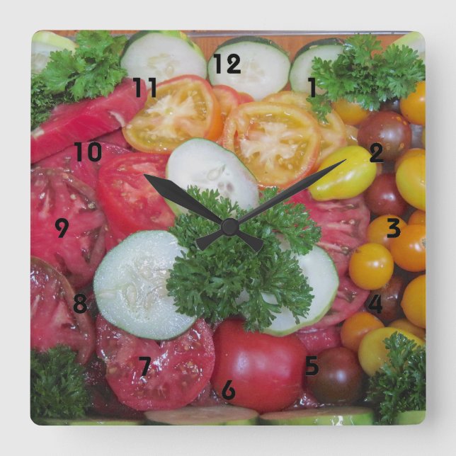 Quadrado Relógio de vegetação da cozinha (Frente)