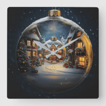 Relógio de Vila de Ornamento de Natal Aninhado