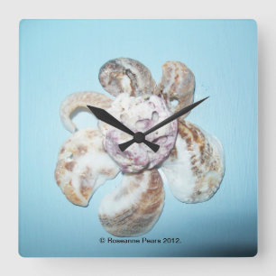 Quadrado Relógio DECOR FPM - ShellFlowerOnBlue nº 1 ©️