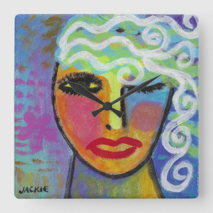 Quadrado Relógio decorativo de Abstrato de arte colorida