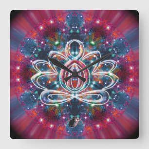 Quadrado Relógio Deslumbrante Zen Lotus