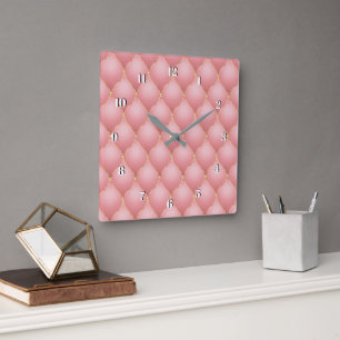 Quadrado Relógio Diamond rosa Dourado