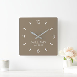 Quadrado Relógio DIY   Cor Personalizada, Nome, Texto