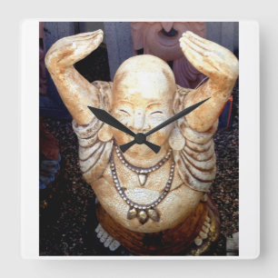 Quadrado relógio do Buda sorridente