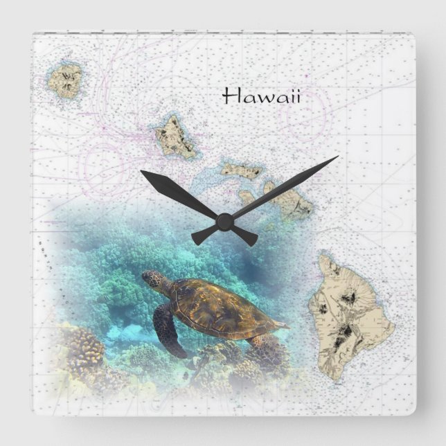 Quadrado relógio do Mapa Náutico do Havaí (Frente)