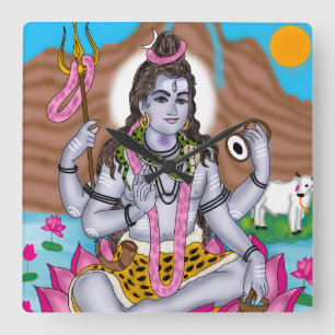 Quadrado Relógio do Senhor Shiva – Decoração de Parede e Ca