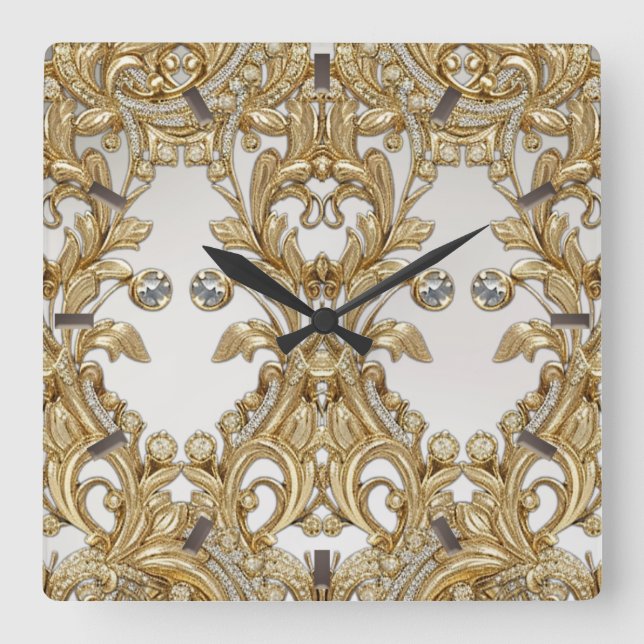 Quadrado Relógio Dourado decorativo (Frente)