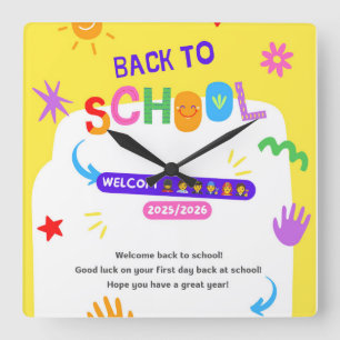 Quadrado Relógio escolar das crianças para o novo ano escol