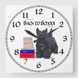 Quadrado Relógio Escolar Terrier escocês