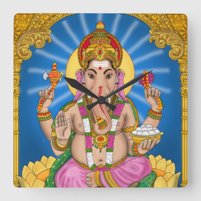 Quadrado Relógio Ganesha (Frente)