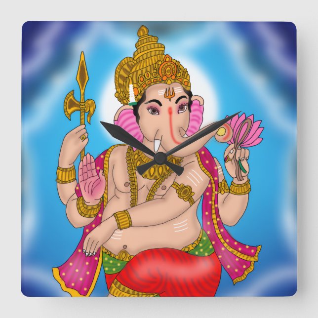 Quadrado Relógio Ganesha Dançante (Frente)
