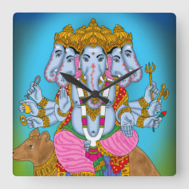 Quadrado Relógio Ganesha e Arte para Parede para Uso Domést
