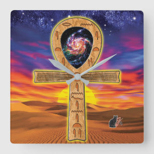 Quadrado Relógio Grande Ankh
