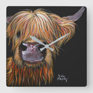 Quadrado Relógio 'Henry' da Highland Cow de Shirley MacArth