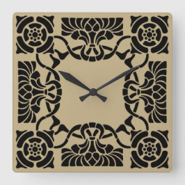 Quadrado Relógio Inspirado em Art Nouveau