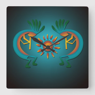 Quadrado Relógio Kokopelli Sun Sudoeste